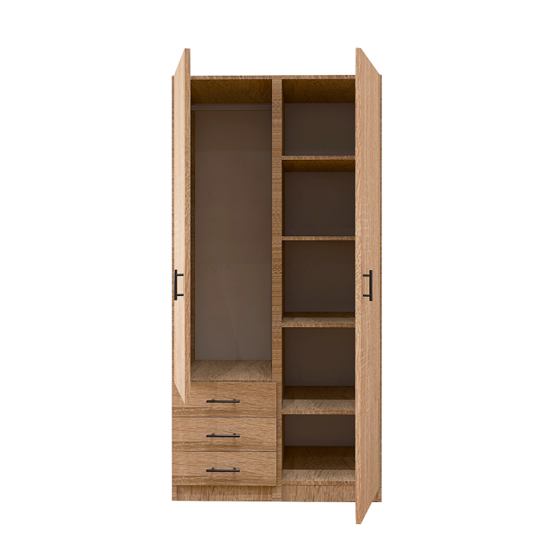 Dulap 2 usi si 3 sertare, H200 x L80 x A50cm, Material Pal 18mm, Culoare Sonoma