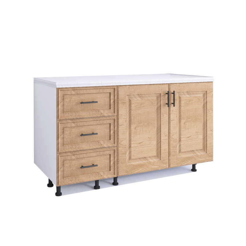 Corp Bucatarie Inferior H90 x A50 x L120 cm, Culoare Nuc,Front MDF infoliat , Pal 18mm, Blat Termorezistent 120 cm
