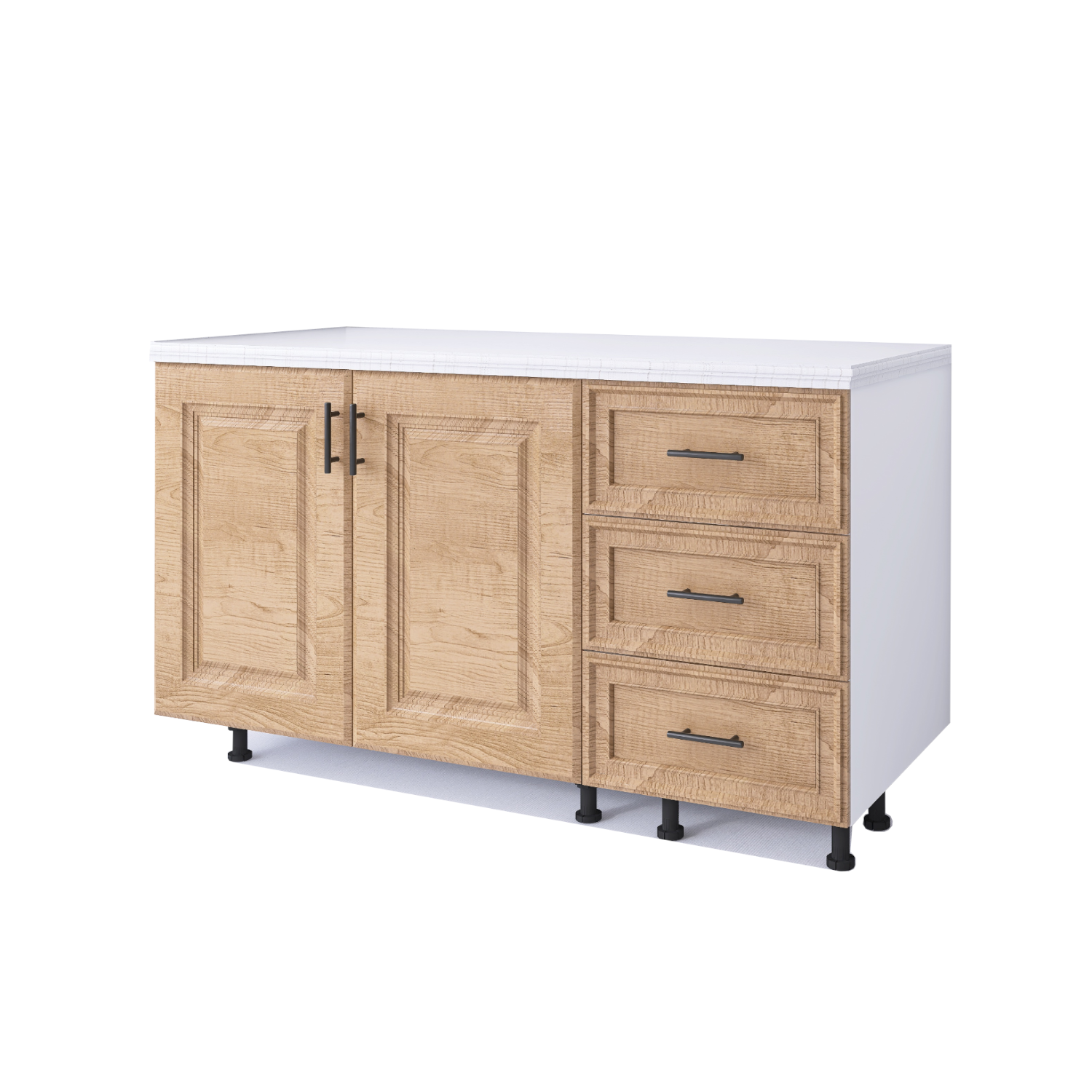 Corp Bucatarie Inferior H90 x A50 x L120 cm, Culoare Nuc,Front MDF infoliat , Pal 18mm, Blat Termorezistent 120 cm