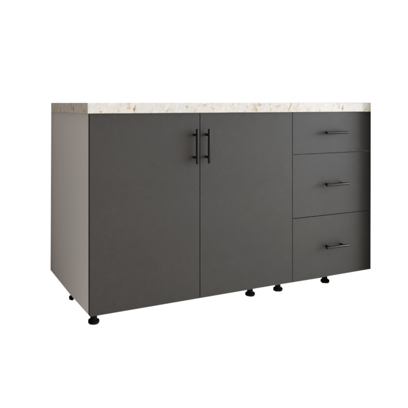 Corp Bucatarie L120 x H80 x A50cm, Front MDF VOPSIT  Gri Antracit, Carcasa Pal 18mm