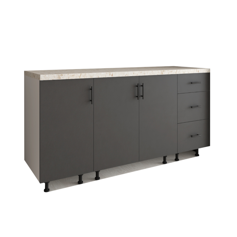 Corp Bucatarie L160 x H80 x A50cm, Front MDF VOPSIT Gri Antracit, Carcasa Pal 18mm