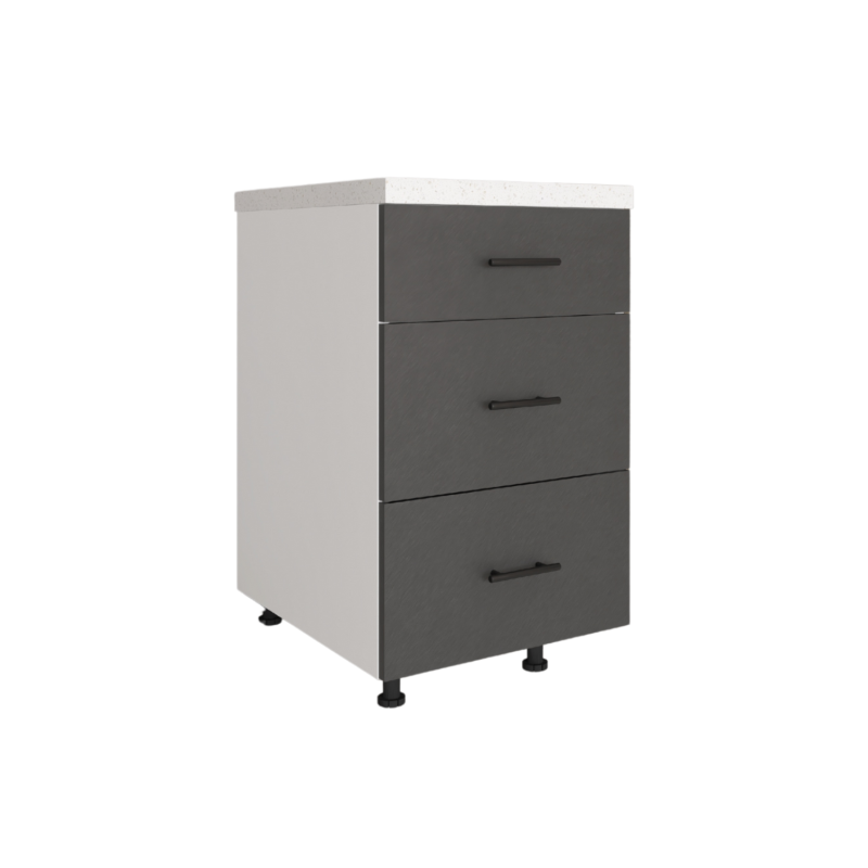 Corp Inferior  Bucatarie cu 3 sertare Gri Antracit, H80 x L80 x A50 cm, Front MDF VOPSIT , Pal 18mm