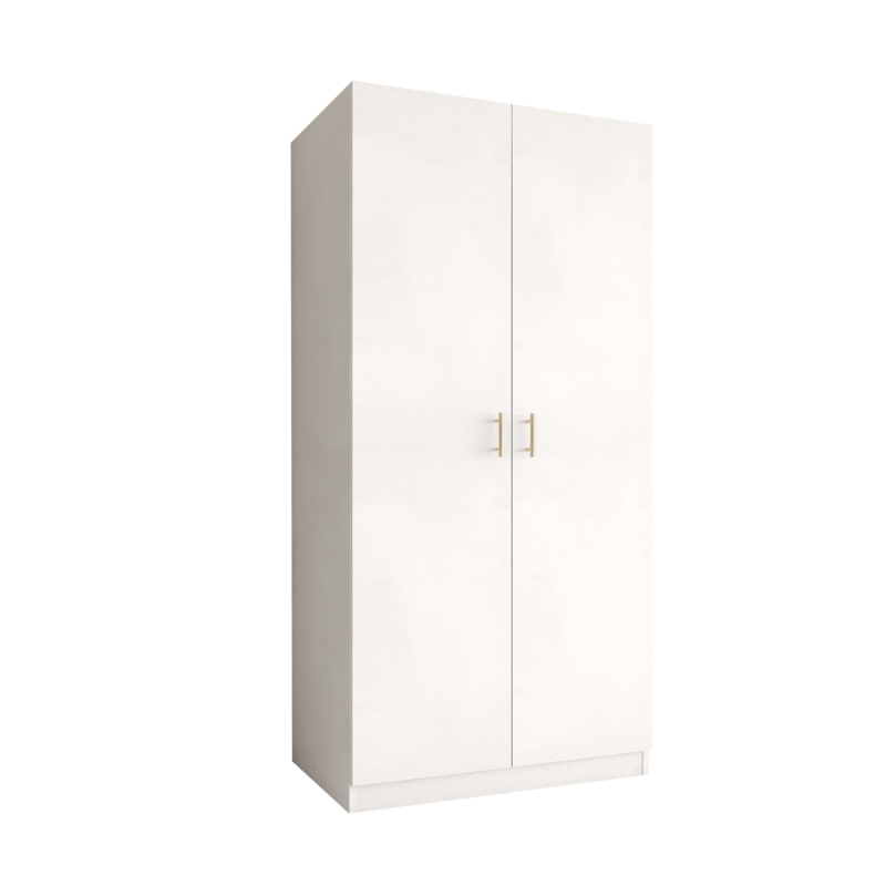Dulap 2 usi cu bara haine, H200 x L80 x A50cm, Material Pal 18mm, Culoare Alb