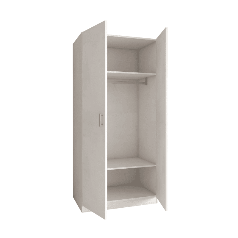Dulap 2 usi cu bara haine, H200 x L80 x A50cm, Material Pal 18mm, Culoare Alb