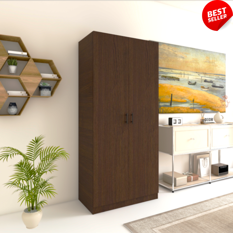 Dulap 2 usi cu bara haine, H200 x L80 x A50cm, Material Pal 18mm, Culoare Wenge