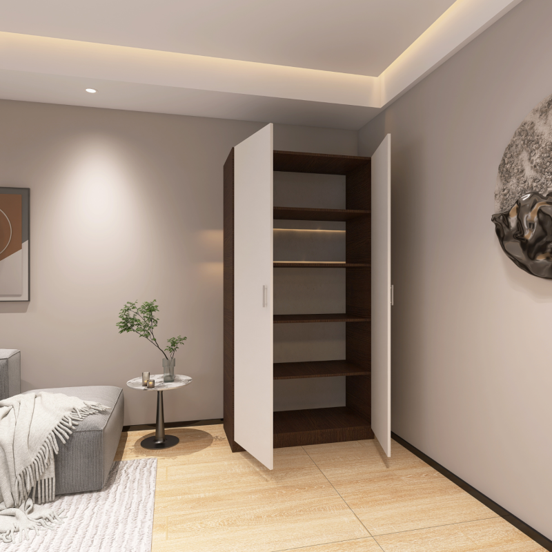 Dulap 2 usi cu rafturi, H200 x L80 x A50cm, Material Pal 18mm, Culoare Wenge/Alb