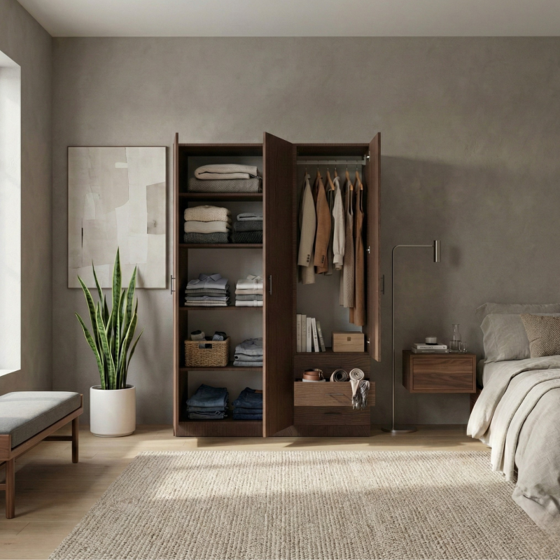 Dulap cu 3 usi si 3 sertare H200 x A52 x L120 cm, Pal 18mm, Culoare Wenge