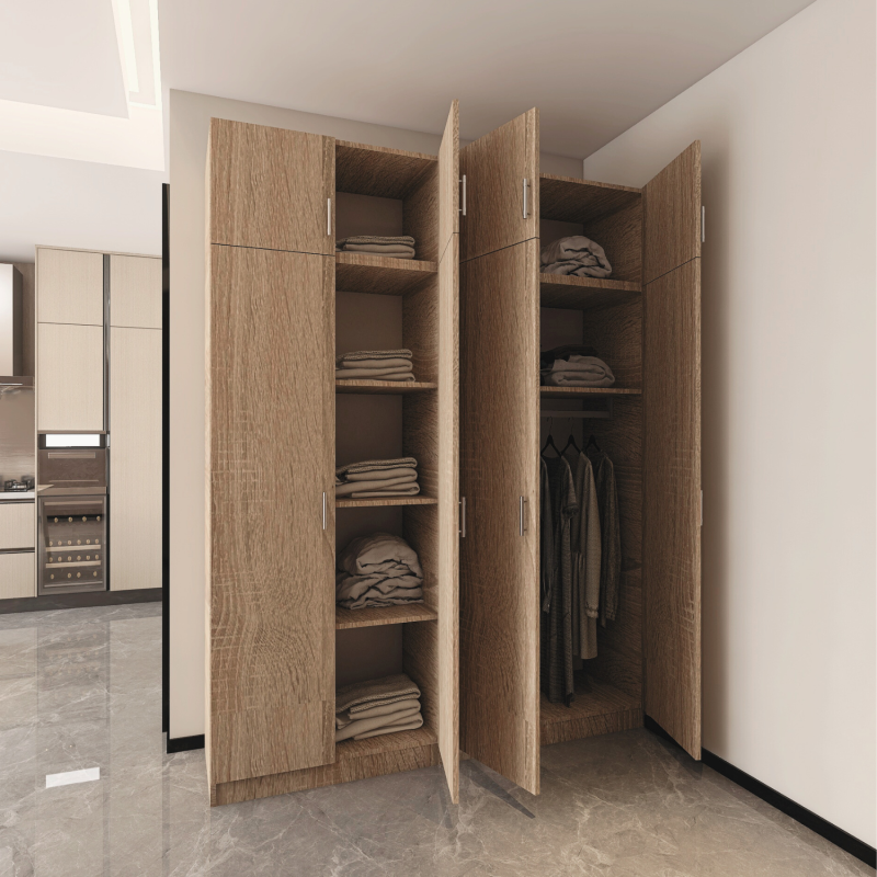 Dulap cu 4 usi cu suprapozabil H240 x L160 x A52cm, Culoare Stejar Sonoma, Material PAL 18mm