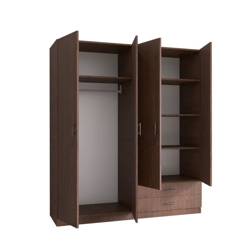 Dulap cu 4 usi si 2 sertare H200 x A52 x L160 cm, Pal 18mm, Culoare Wenge