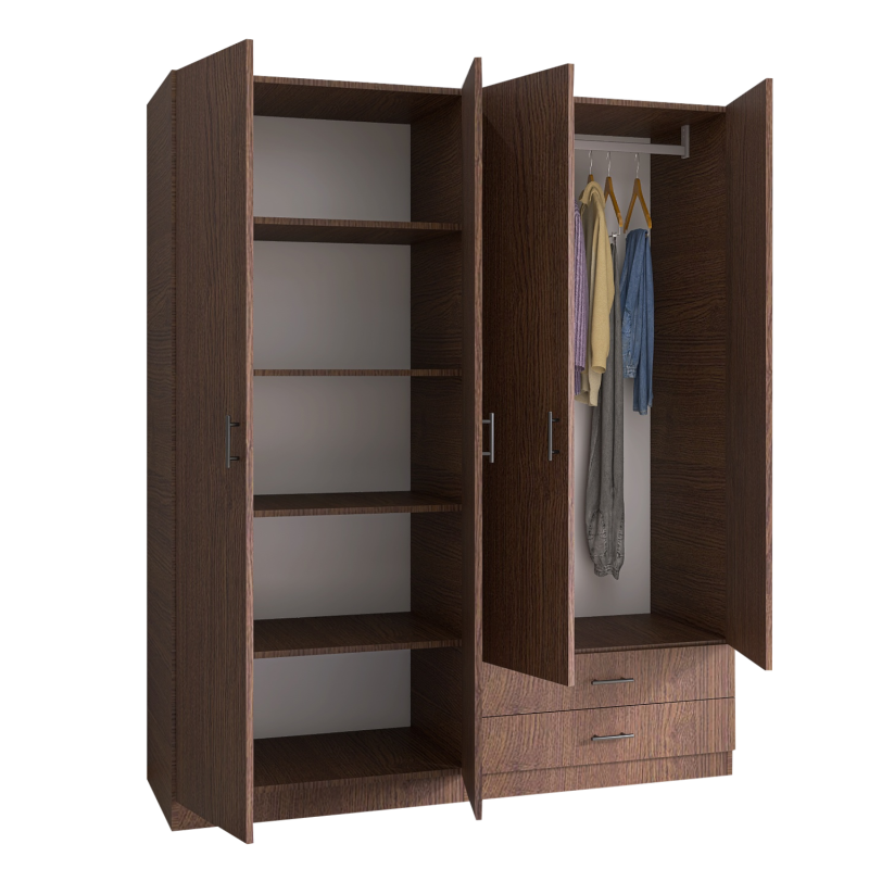 Dulap cu 4 usi si 2 sertare H200 x A52 x L160 cm, Pal 18mm, Culoare Wenge