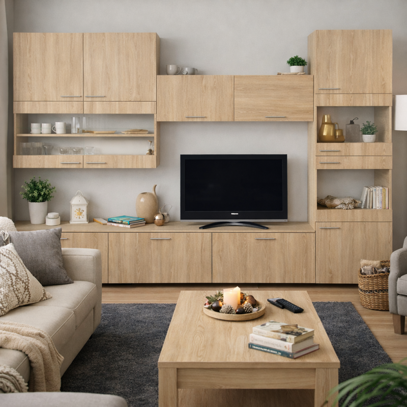 Living Adelina 300x43x203 cm, Pal 18mm, Culoare Sonoma
